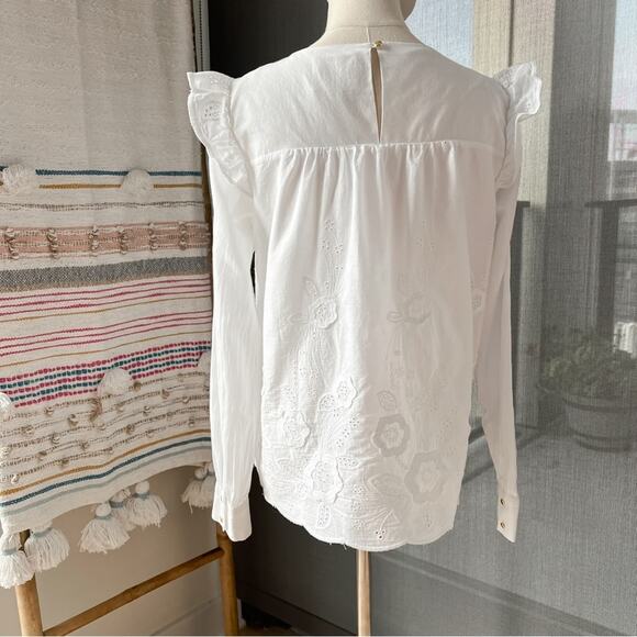Sail To Sable White Embroidered Long Sleeves Pullover Blouse Women’s Size Medium - Picture 4 of 9